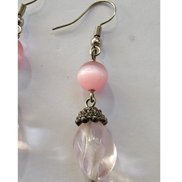 Pink Glass Bead Earrings - Picture 4 of 6